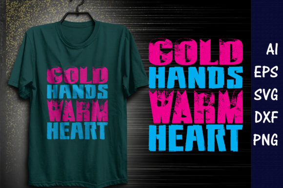 Cat Quote Design, Gold Hands Warm Heart Graphics