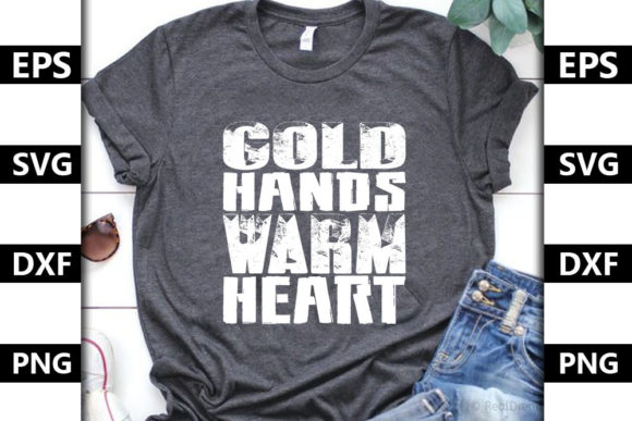 Cat Quote Design, Gold Hands Warm Heart Graphics