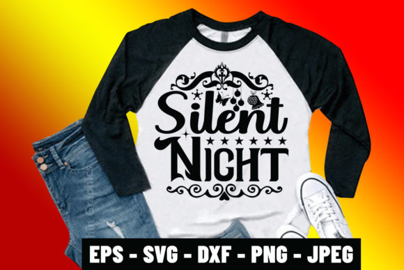 Christmas SVG Quote Silent Night Design: Graphics & Print Templates