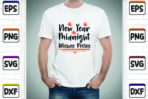 New Year Midnight Wishes Kisses Graphics & T-Shirt Designs